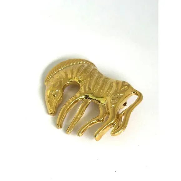 Gold Tone Zebra Brooch - Picture 2 of 5